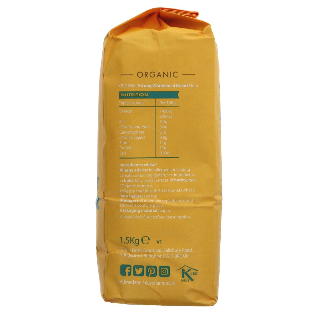 Organic 100% Strong Wholemeal Bread Flour 1.5kg - Doves Farm - Flour - Eco Natural Products