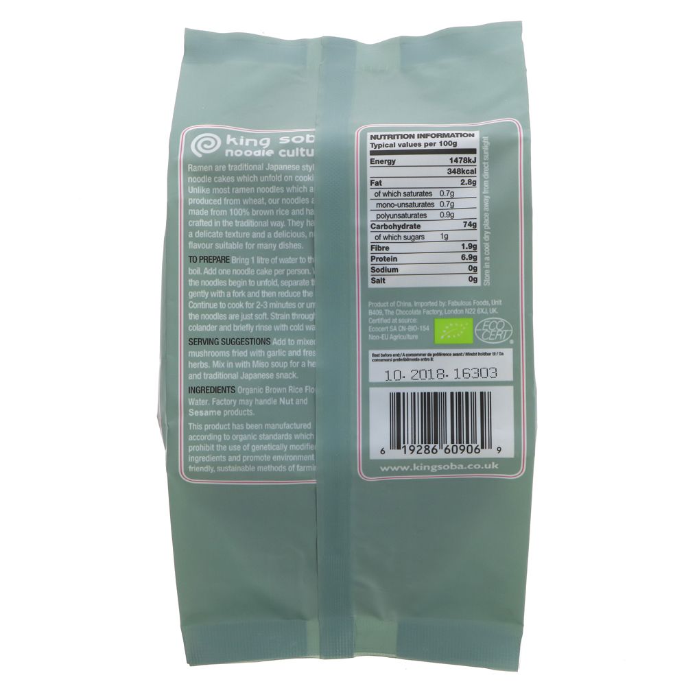 Organic 4 Pack Brown Rice Ramen Noodles 280g - King Soba - Pasta & Noodles - Eco Natural Products