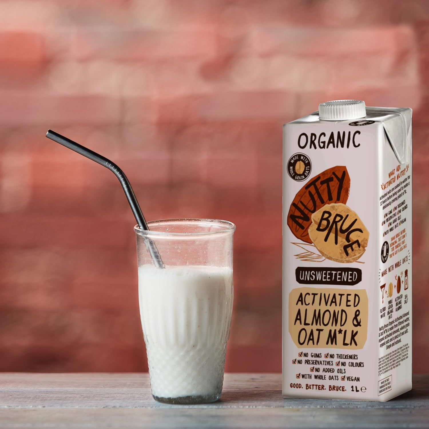 Organic Activated Almond Oat Milk 1L - Eco Natural Products - Nutty Bruce - Milk Alternative