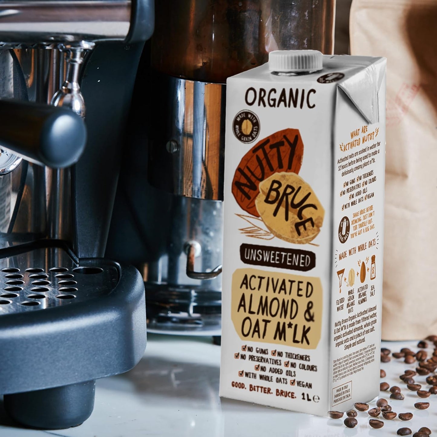 Organic Activated Almond Oat Milk 1L - Nutty Bruce - Milk Alternative - Eco Natural Products