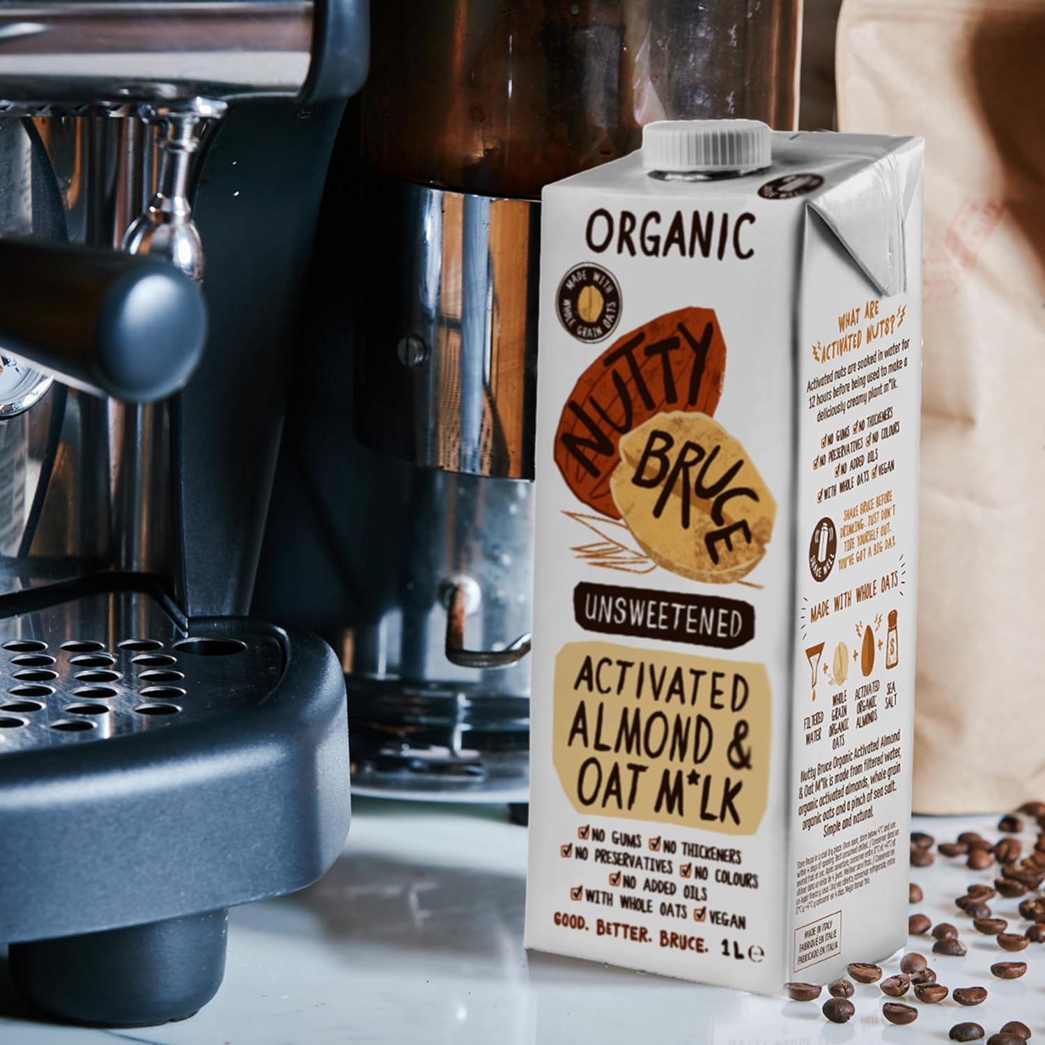 Organic Activated Almond Oat Milk 1L - Nutty Bruce - Milk Alternative - Eco Natural Products