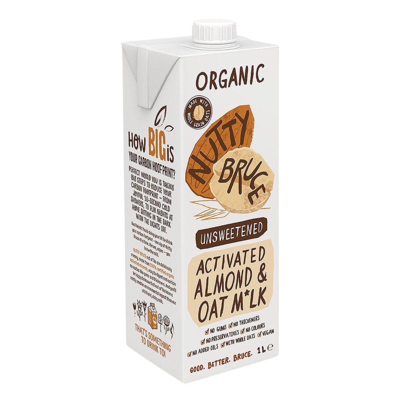 Organic Activated Almond Oat Milk 1L - Eco Natural Products - Nutty Bruce - Milk Alternative