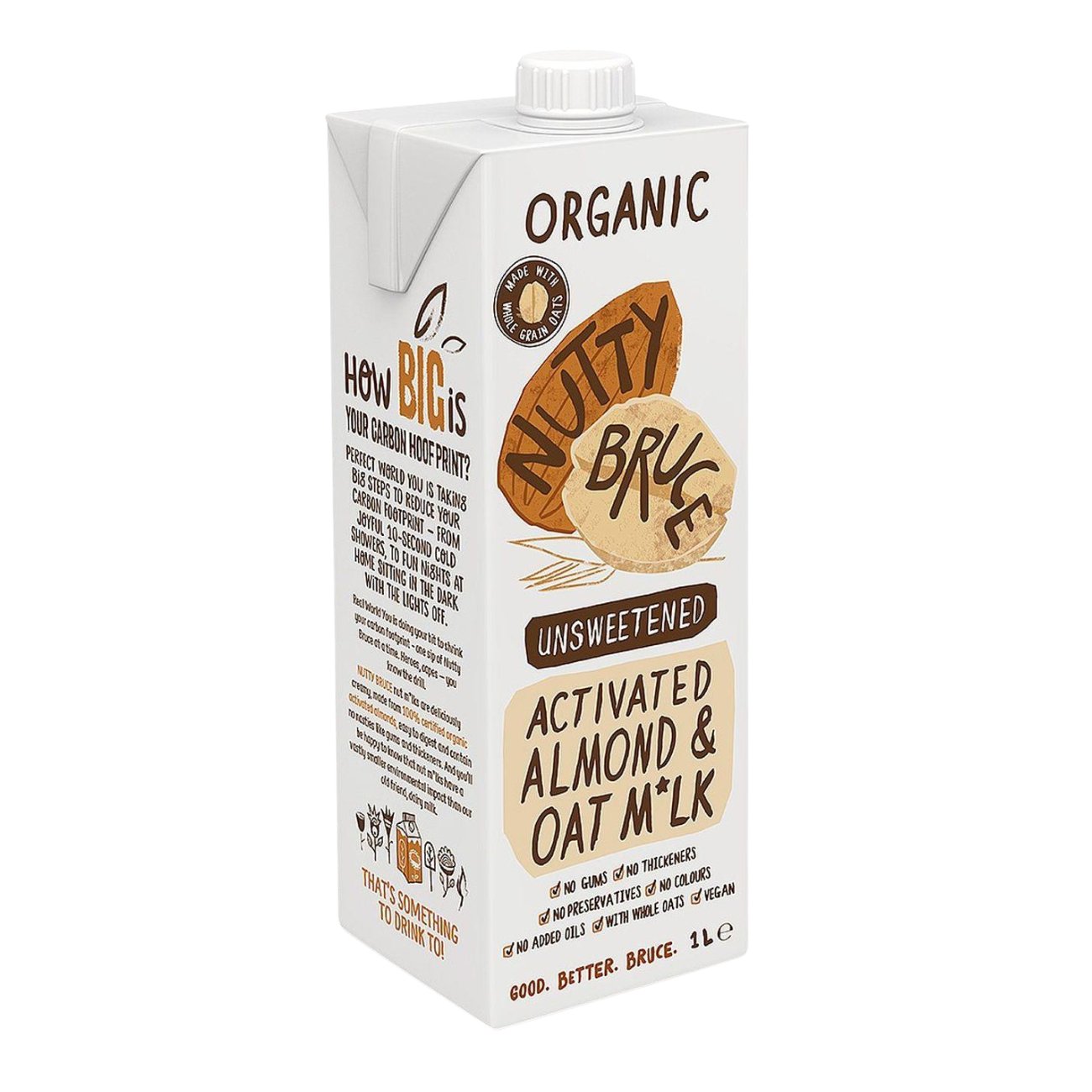 Organic Activated Almond Oat Milk 1L - Nutty Bruce - Milk Alternative - Eco Natural Products