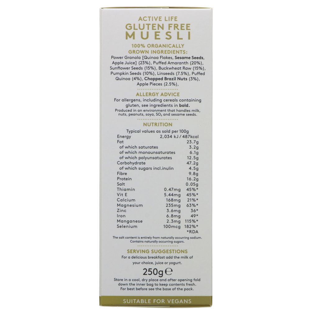 Organic Active Life Gluten Free Muesli 250g - Alara - Muesli - Eco Natural Products