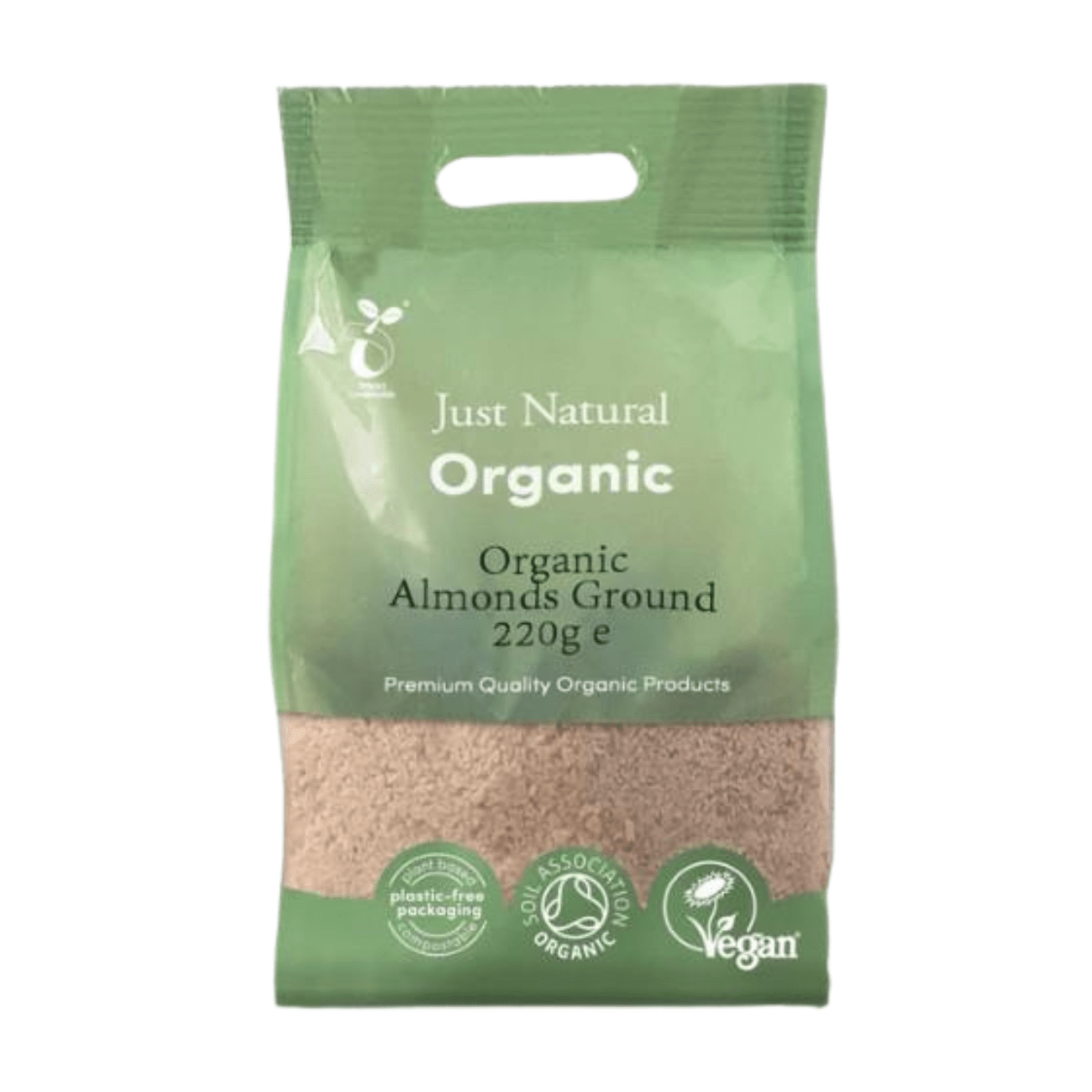 Organic Almonds Ground 220g Taped split in packaging BBE 26.03.26 - Just Natural Organic - Nuts - Just Natural Organic