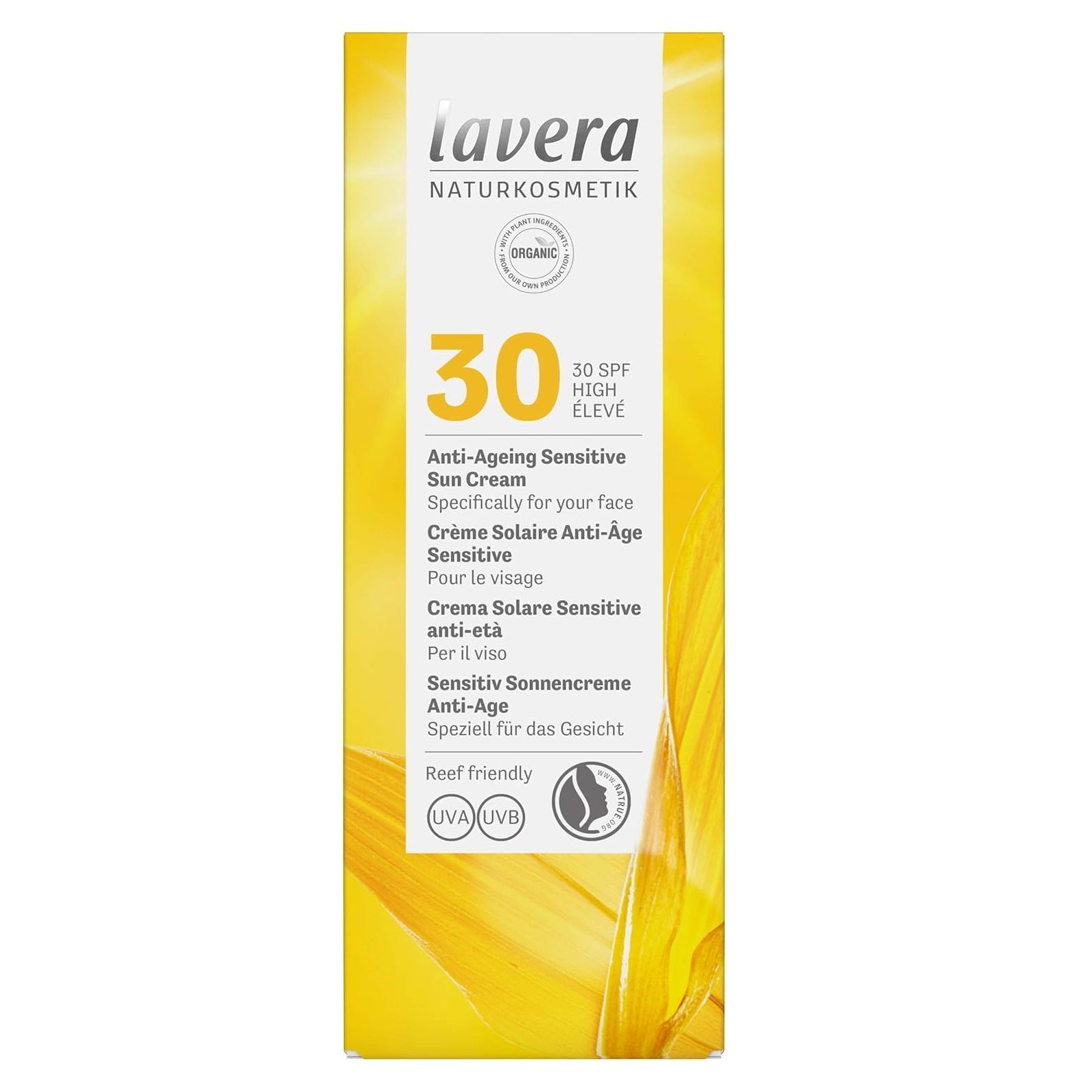 Organic Anti Ageing SPF30 Sensitive Sun Protection Cream 50ml EXP 30.06.2024 - Eco Natural Products - Lavera - Sun protection