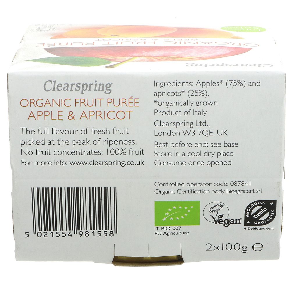 Organic Apple and Apricot Fruit Puree 2x100g - Eco Natural Products - Clearspring - Fruit Puree