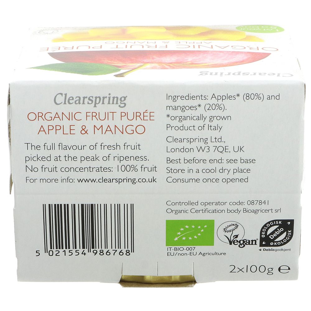 Organic Apple and Mango Fruit Puree 2x100g - Clearspring - Fruit Puree - Eco Natural Products