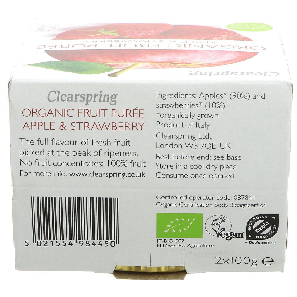 Organic Apple and Strawberry Fruit Puree 2x100g - Clearspring - Fruit Puree - Eco Natural Products