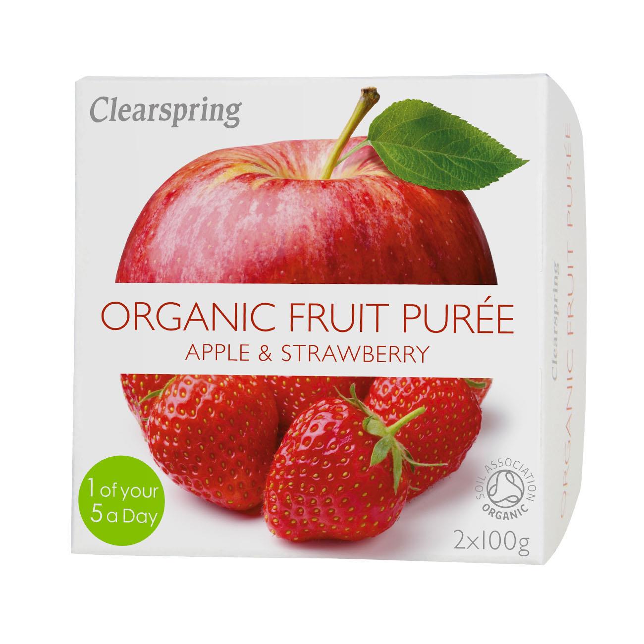 Organic Apple and Strawberry Fruit Puree 2x100g - Eco Natural Products - Clearspring - Fruit Puree