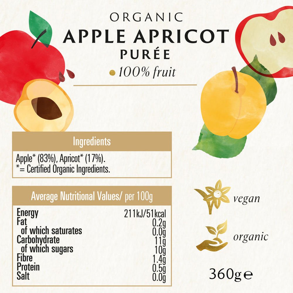 Organic Apple & Apricot Puree No Added Sugar 350g - Eco Natural Products - Biona - Fruit Puree