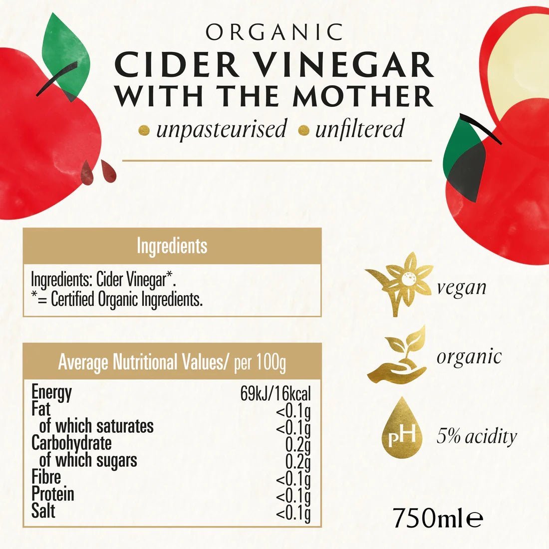 Organic Apple Cider Vinegar 750ml - Biona - Vinegar - Eco Natural Products