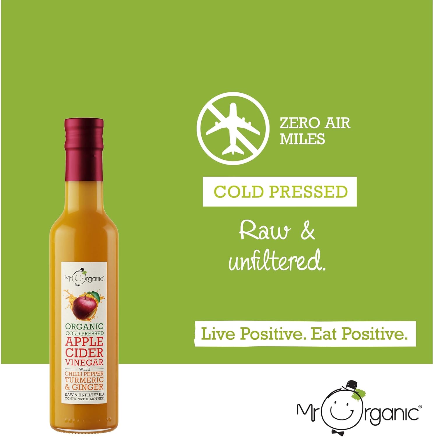 Organic Apple Cider Vinegar with Chilli, Turmeric and Ginger 250ml - Mr Organic - Vinegar - Eco Natural Products