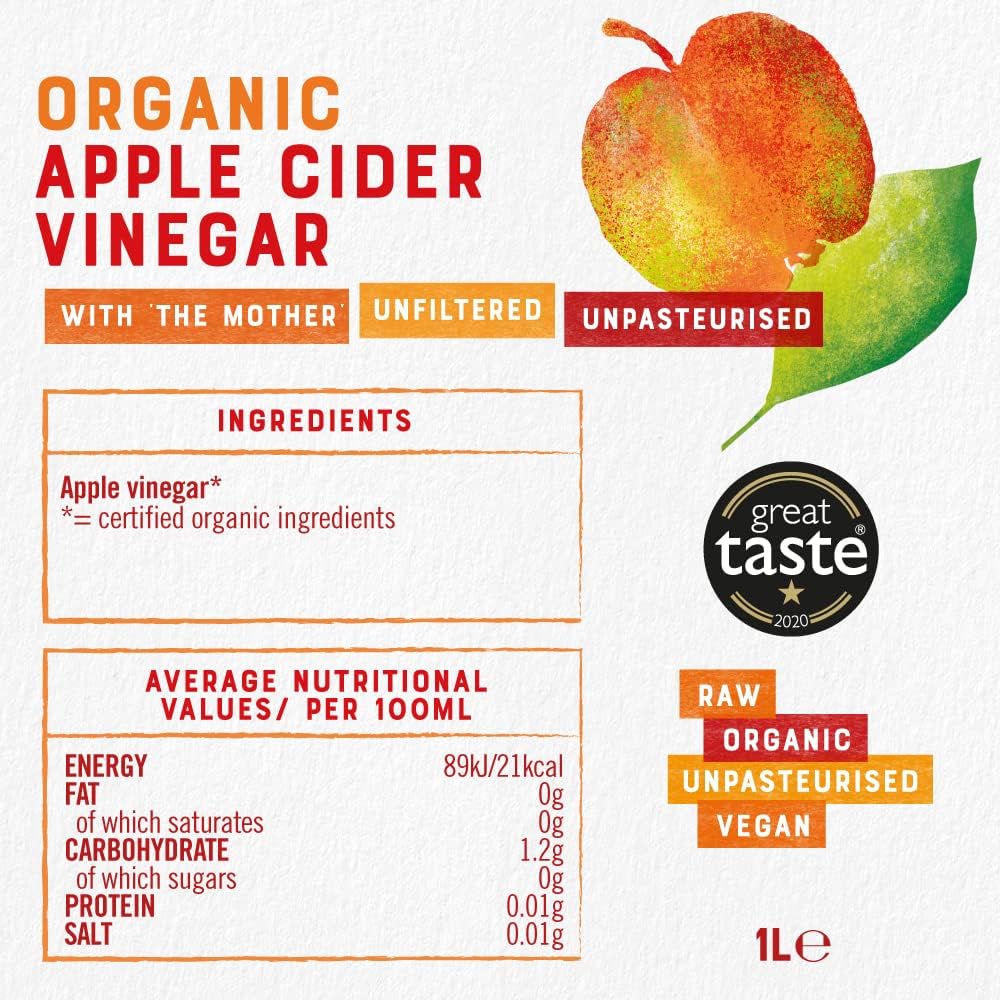 Organic Apple Cider Vinegar with the Mother 1L - Eco Natural Products - Raw Health - Vinegar