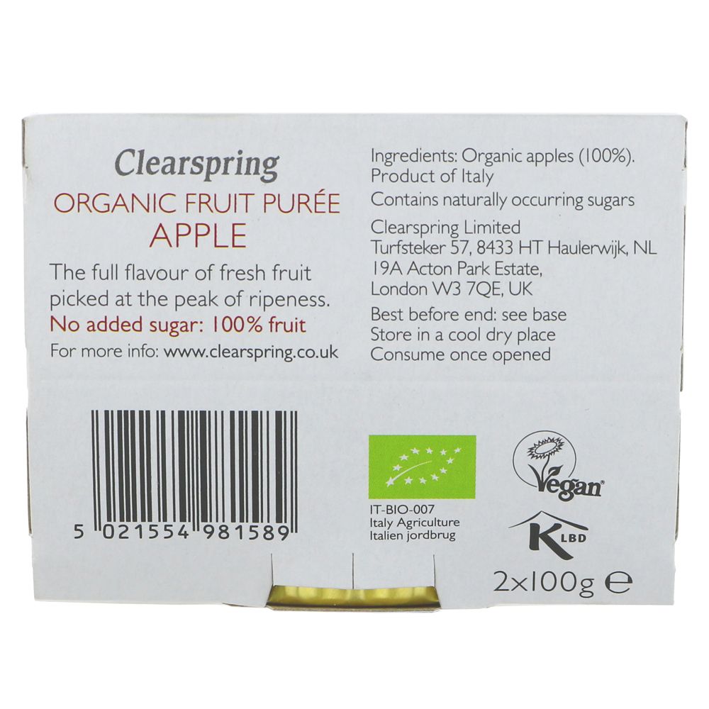 Organic Apple Fruit Puree 2x100g - Clearspring - Fruit Puree - Eco Natural Products