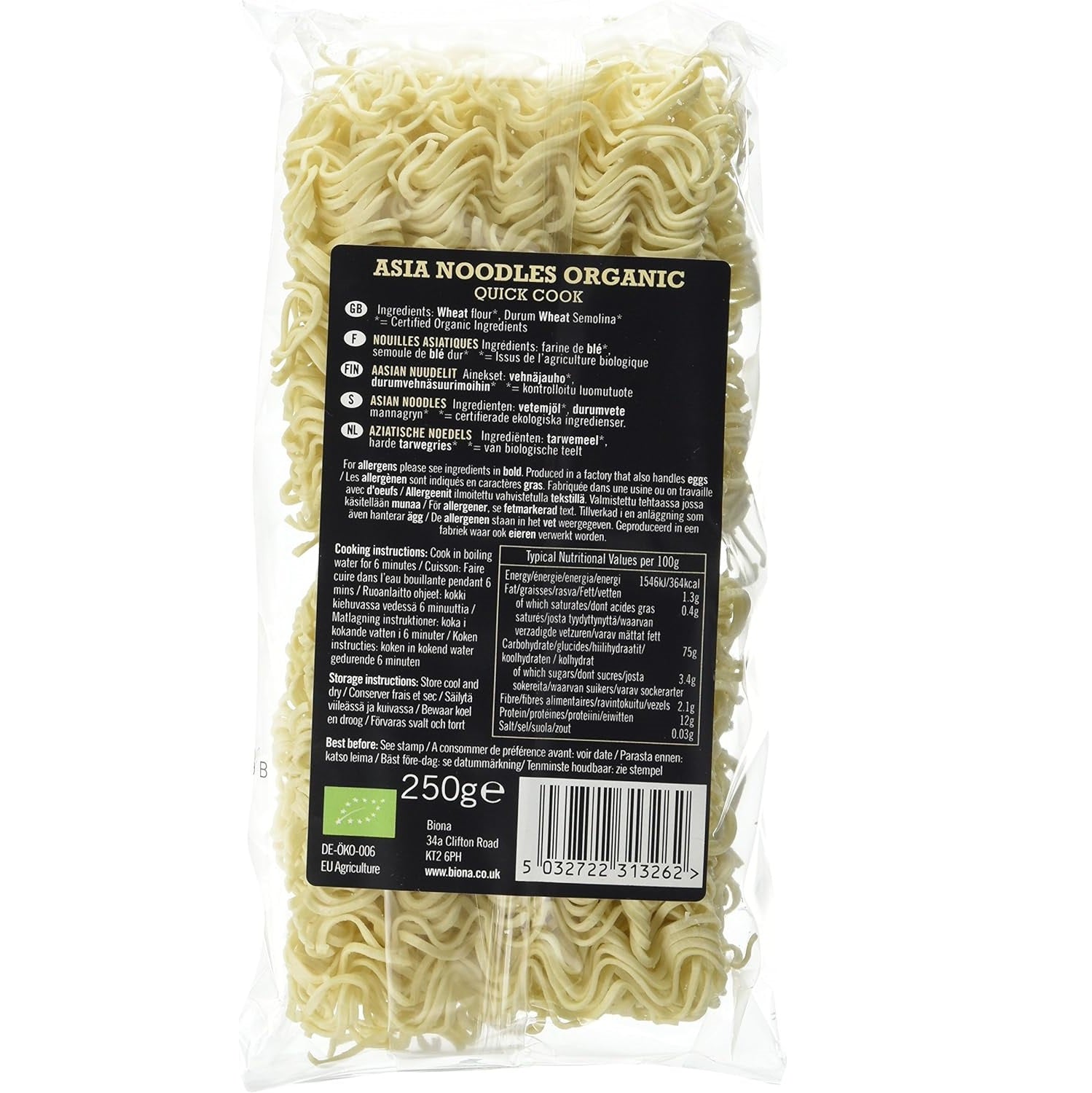 Organic Asia Style Quick Cook Noodles 250g - Biona - Pasta & Noodles - Eco Natural Products