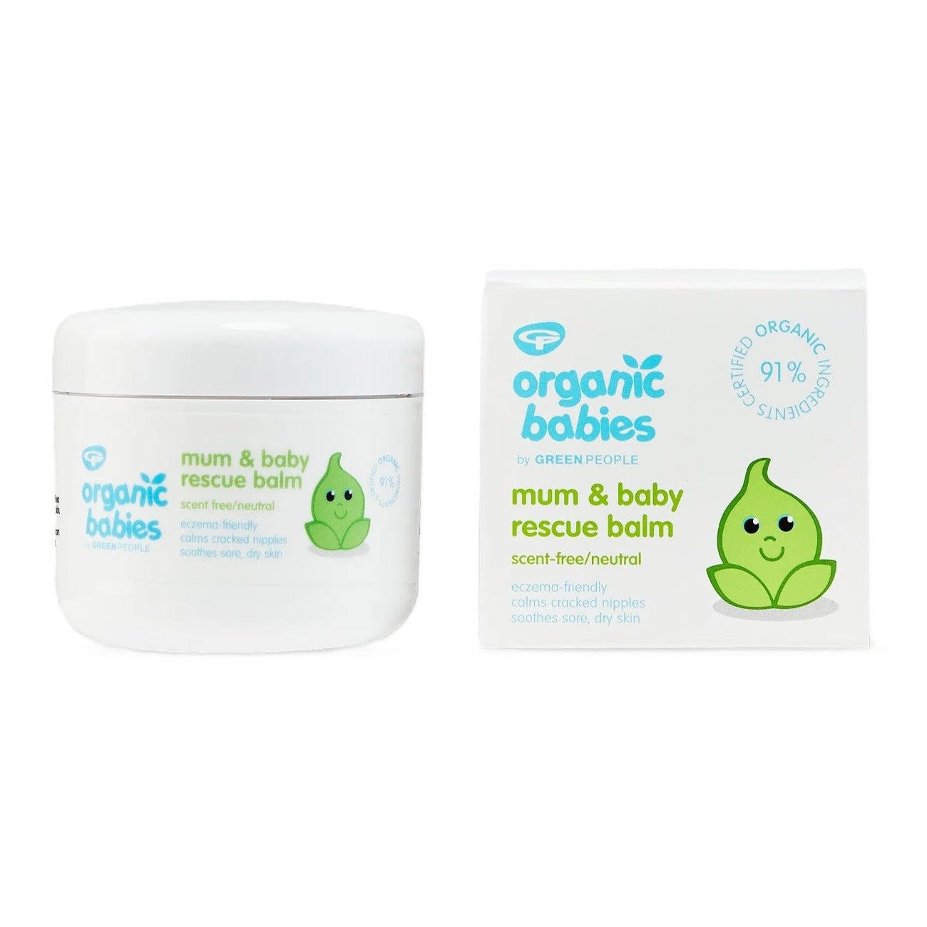 Organic Babies Mother & Baby Rescue Balm Scent Free 100ml - Eco Natural Products - Green People - Body balm