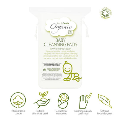 Organic Baby Cleansing Pads 60's - Simply Gentle - Baby Cleansing Pads - Eco Natural Products