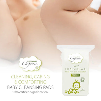Organic Baby Cleansing Pads 60's - Simply Gentle - Baby Cleansing Pads - Eco Natural Products