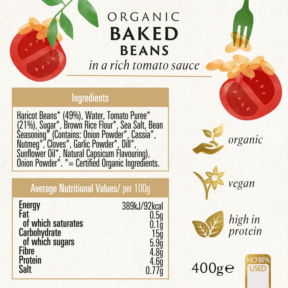 Organic Baked Beans in Tomato Sauce 420g [BLACK FRIDAY] - Eco Natural Products - Biona - Beans