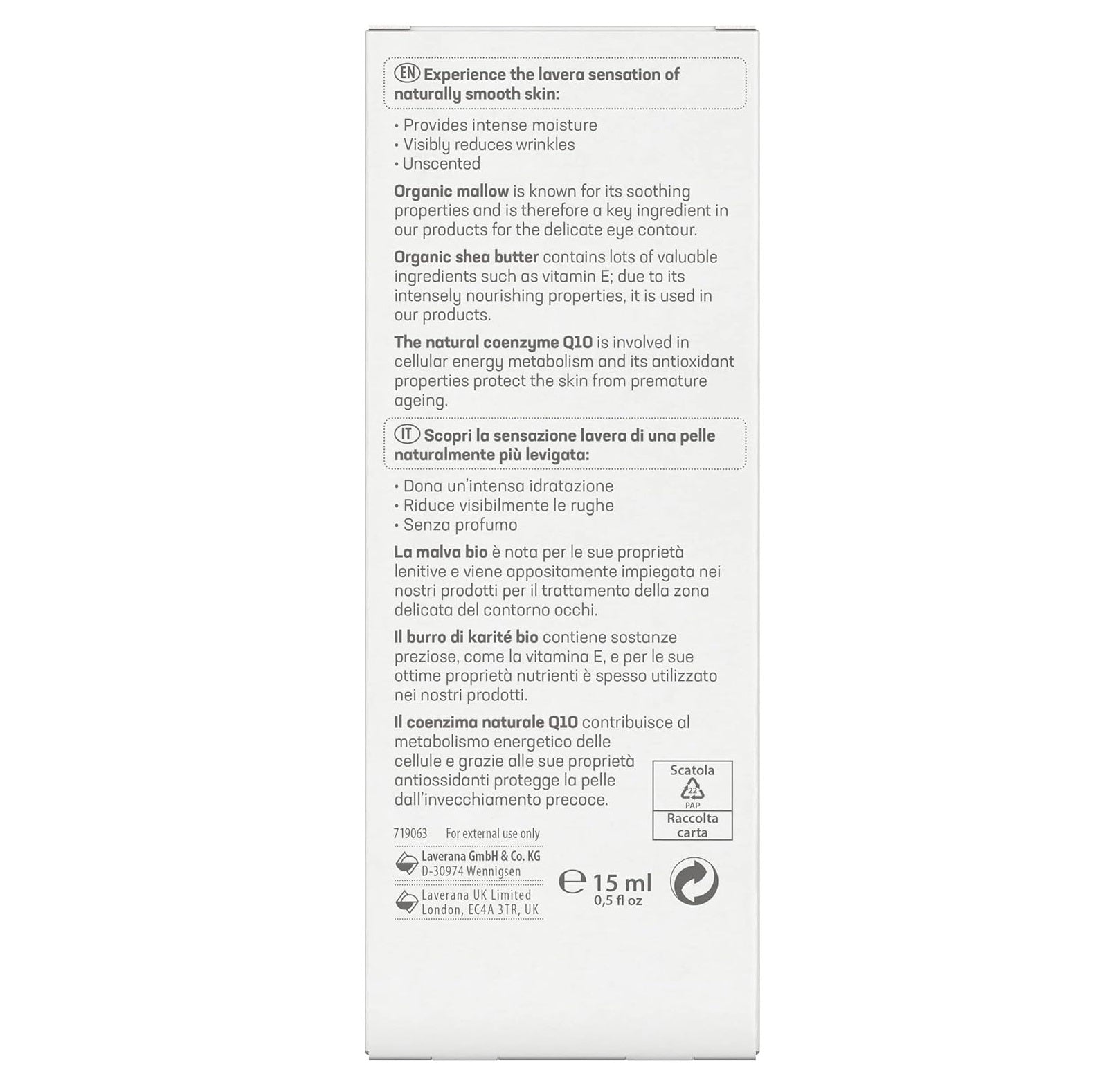 Organic Basic Sensitiv Q10 Anti - Ageing Eye Cream 15ml - Lavera - Eye cream - Eco Natural Products