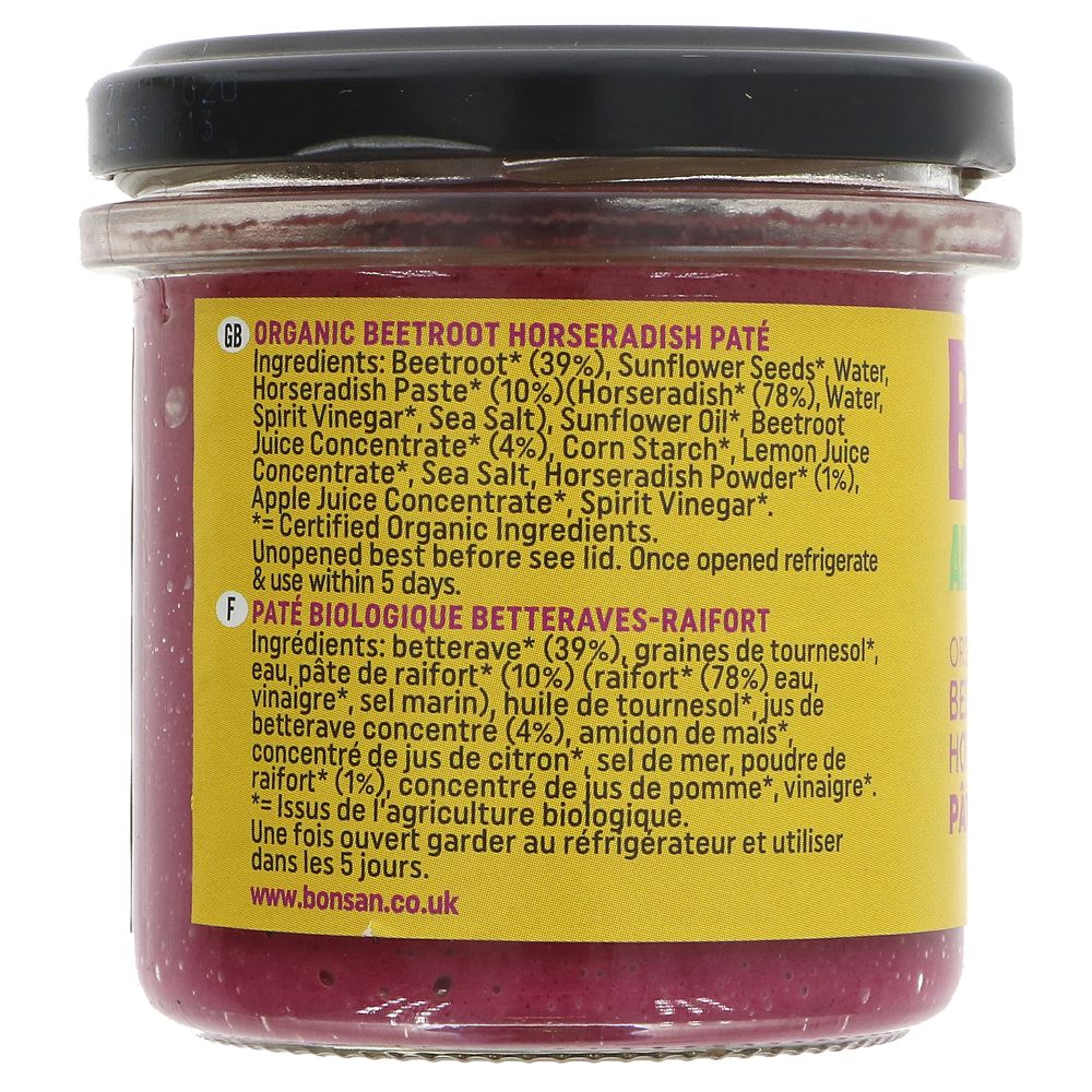 Organic Beetroot and Horseradish Vegan Pate 130g - Bonsan - Pate - Eco Natural Products