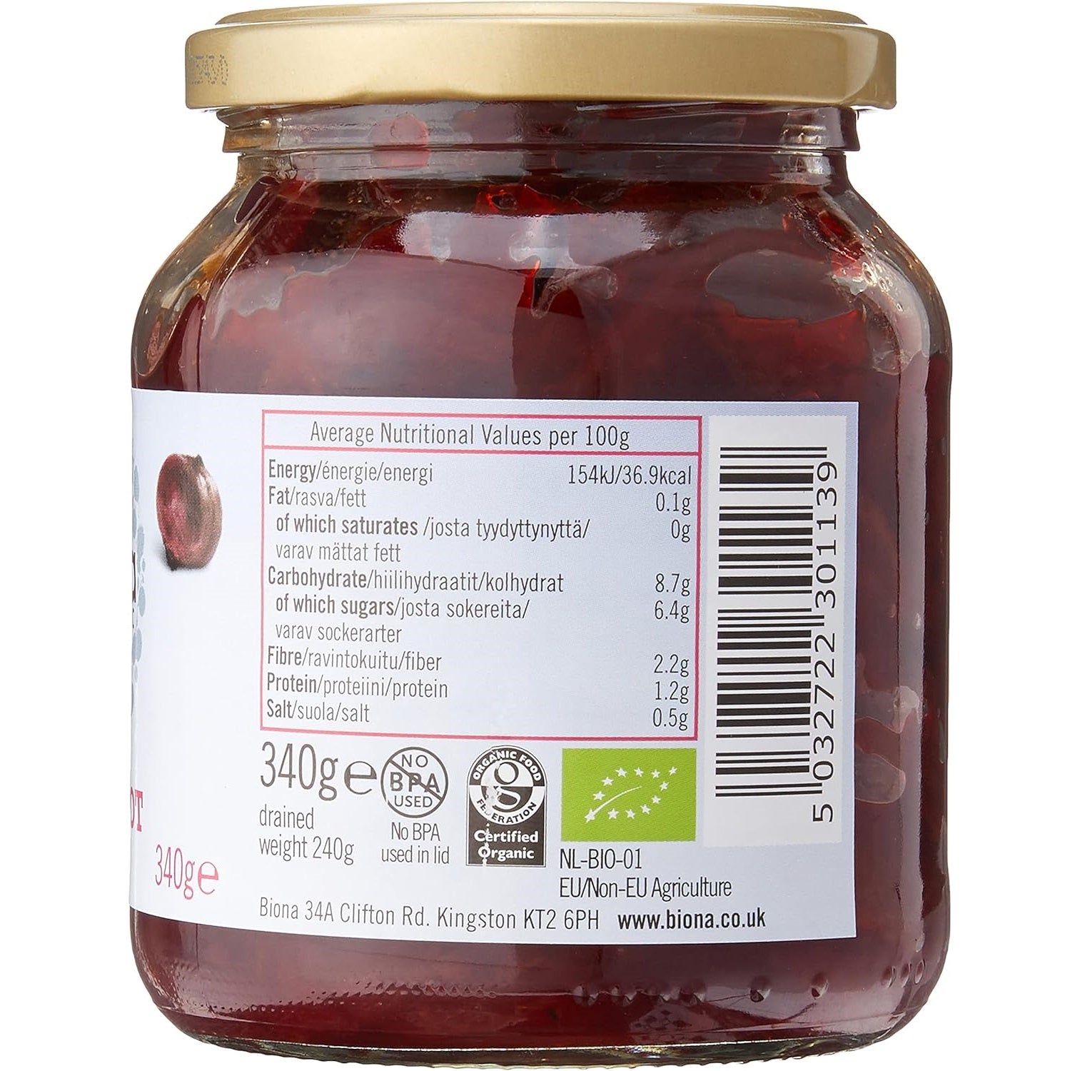 Organic Beetroot Sliced 340g - Biona - Preserved Vegetables - Eco Natural Products