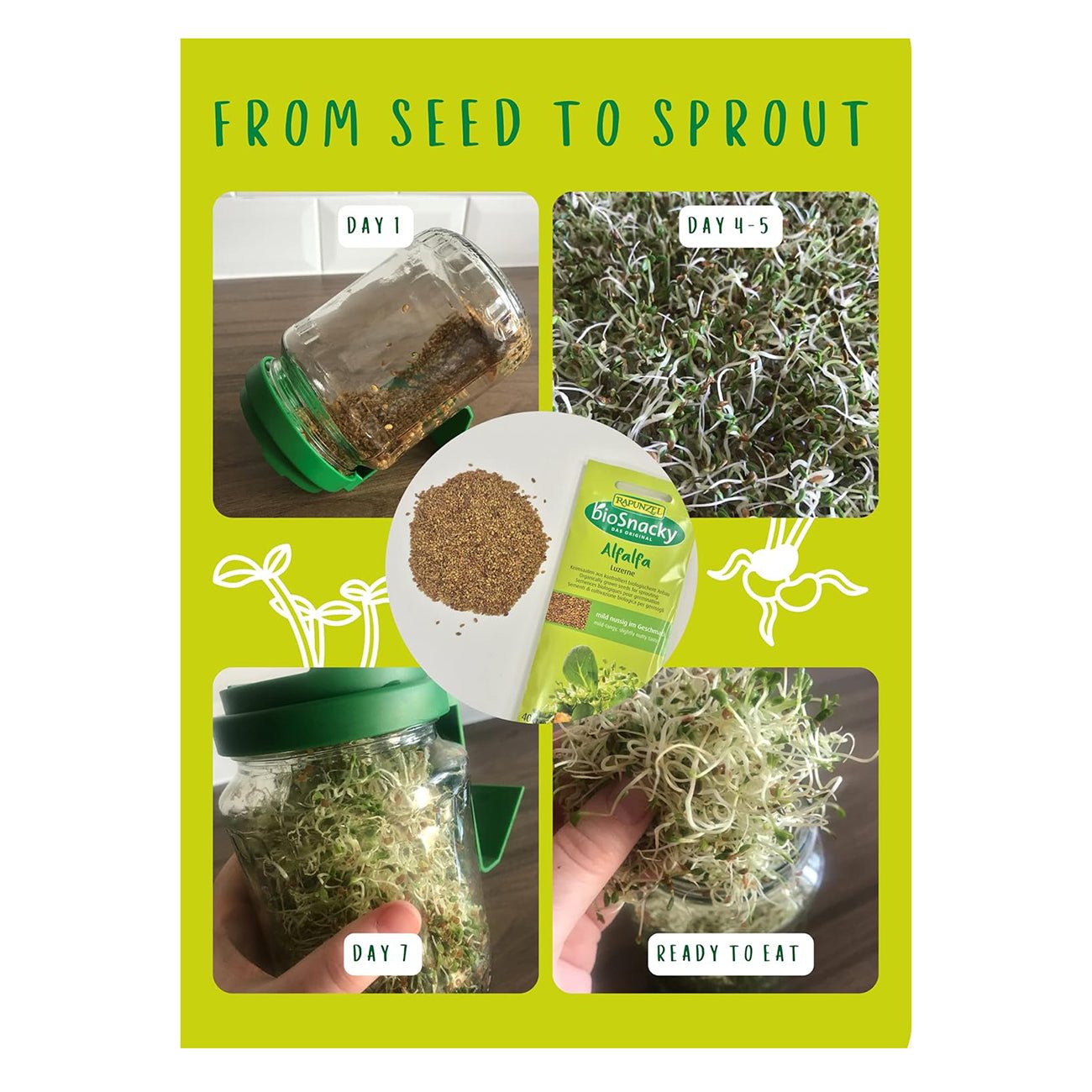 Organic BioSnacky Alfalfa Sprouting Seeds 40g [BLACK FRIDAY] - Eco Natural Products - A. Vogel - Sprouting seeds