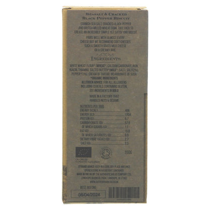 Organic Biscuit Sea Salt & Black Pepper 100g - Authentic Bread Company - Snack - Eco Natural Products
