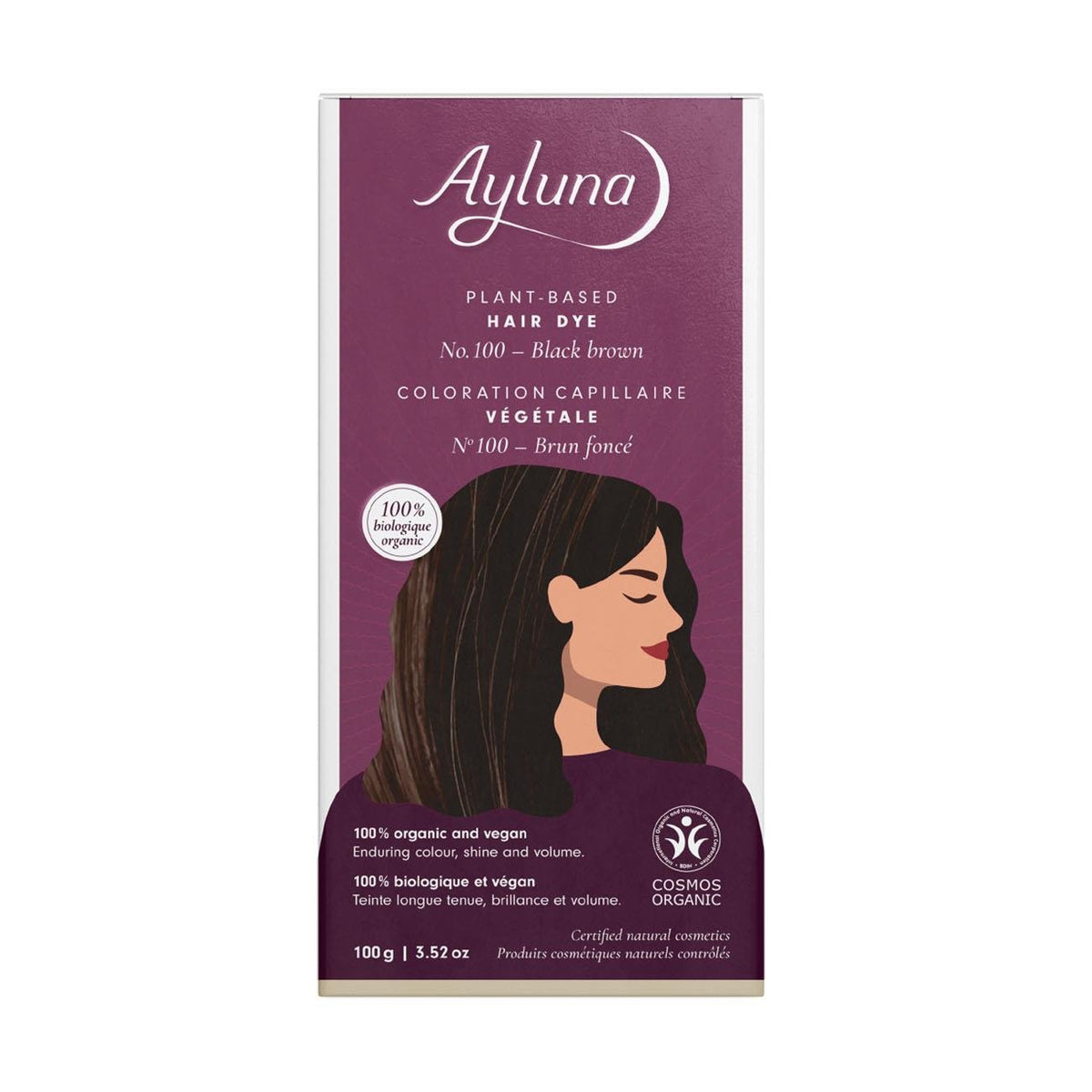 Organic Black Brown No. 100 Plant - Based Hair Colour 100g - Ayluna - Hair Color - Eco Natural Products