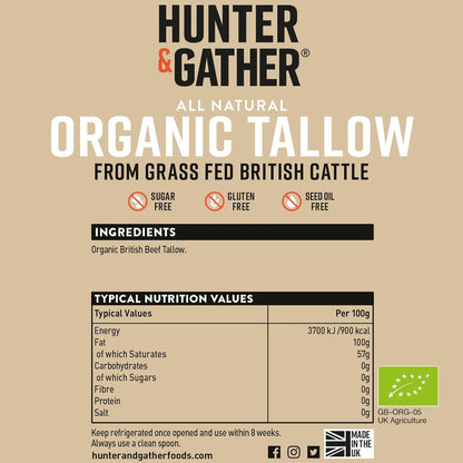 Organic British Beef Tallow 300g - Hunter and Gather - Shortening & Lard - Eco Natural Products