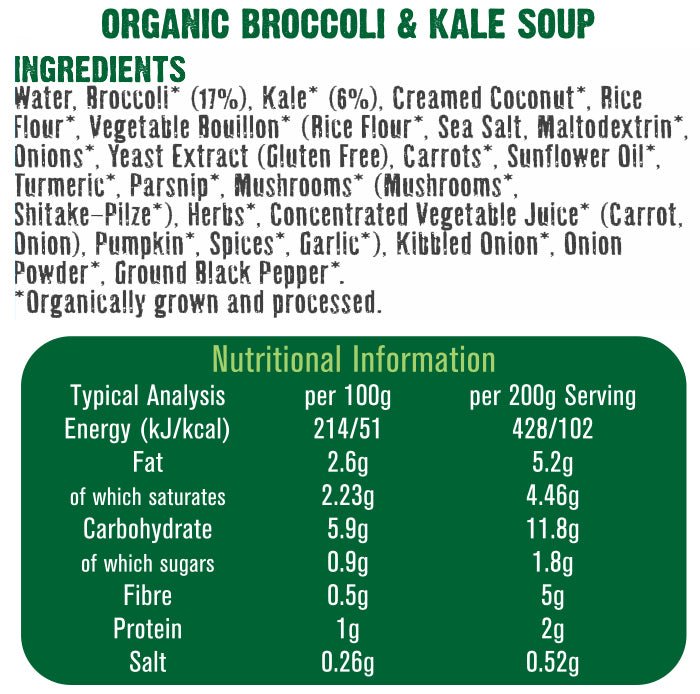 Organic Broccoli & Kale Soup 400g - Free & Easy - Soups & Broths - Eco Natural Products