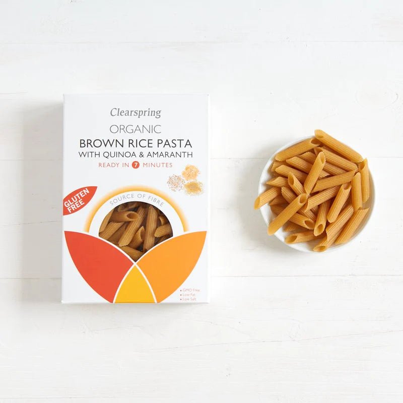 Organic Brown Rice with Quinoa & Amaranth GF Pasta Penne 250g - Clearspring - Pasta - Eco Natural Products