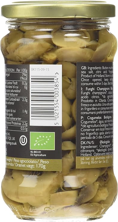 Organic Button Mushrooms Bio Kitchen 280g - Clearspring - Vegetables - Eco Natural Products