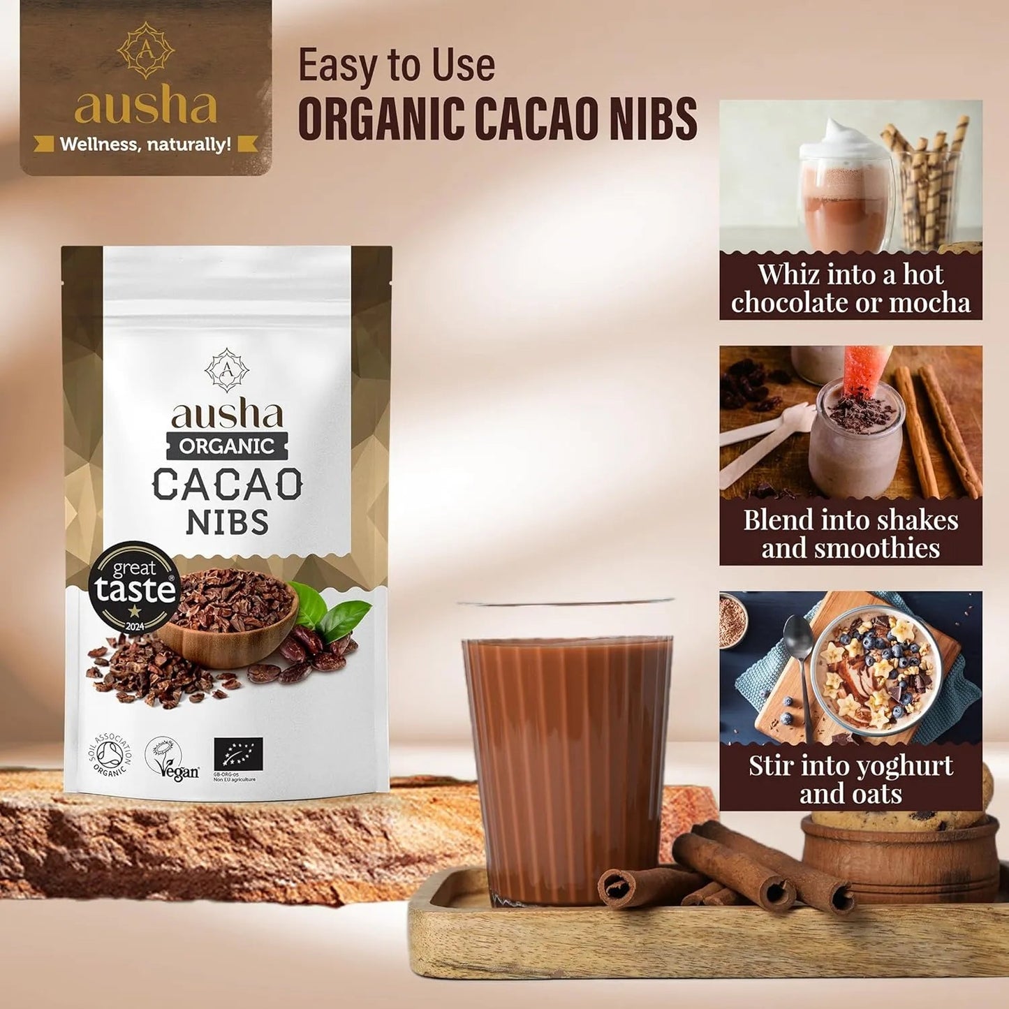 Organic Cacao Nibs 200g - Ausha - Baking Chocolate - Ausha