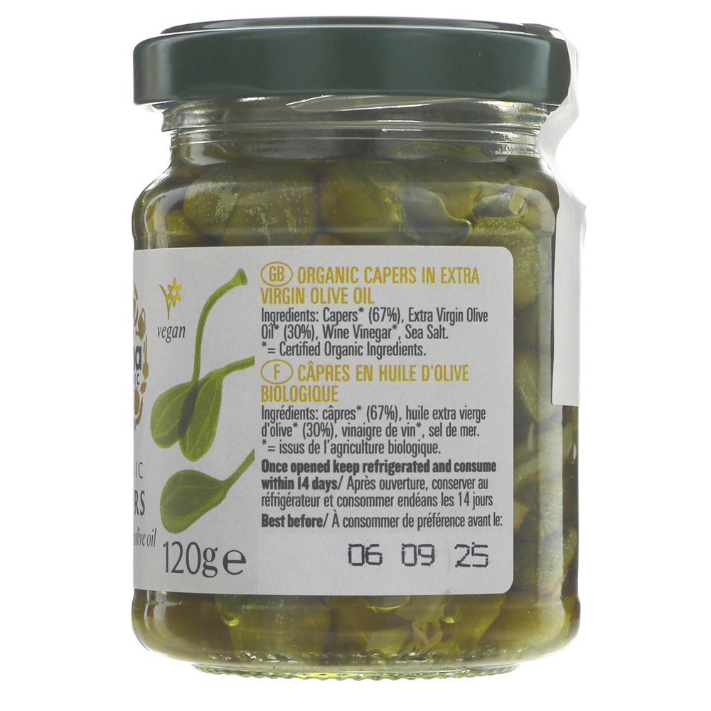 Organic Capers in Extra Virgin Olive Oil 125g - Biona - Condiment - Eco Natural Products