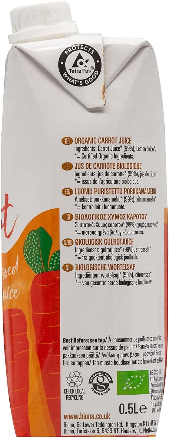 Organic Carrot Juice 0.5L [BLACK FRIDAY] - Eco Natural Products - Biona - Juice