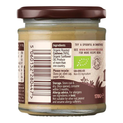 Organic Cashew Butter 170g - Meridian - Spreads - Eco Natural Products