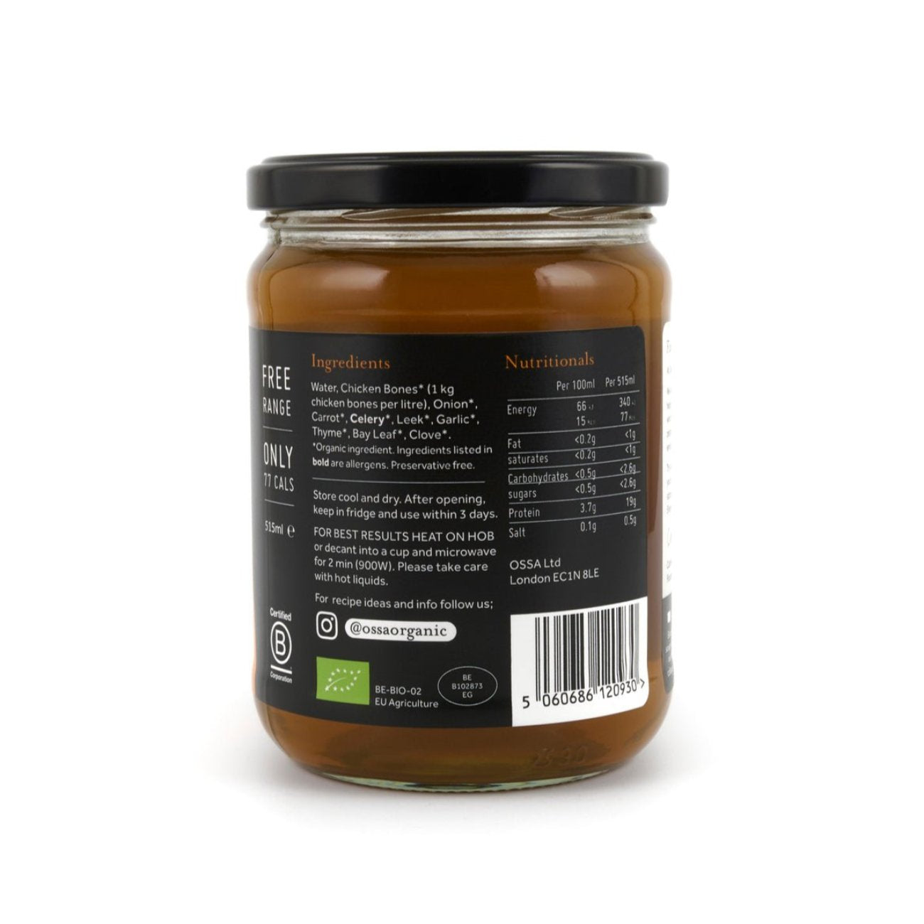 Organic Chicken Bone Broth Ambient 515ml - Ossa Organic - Soups & Broths - Eco Natural Products