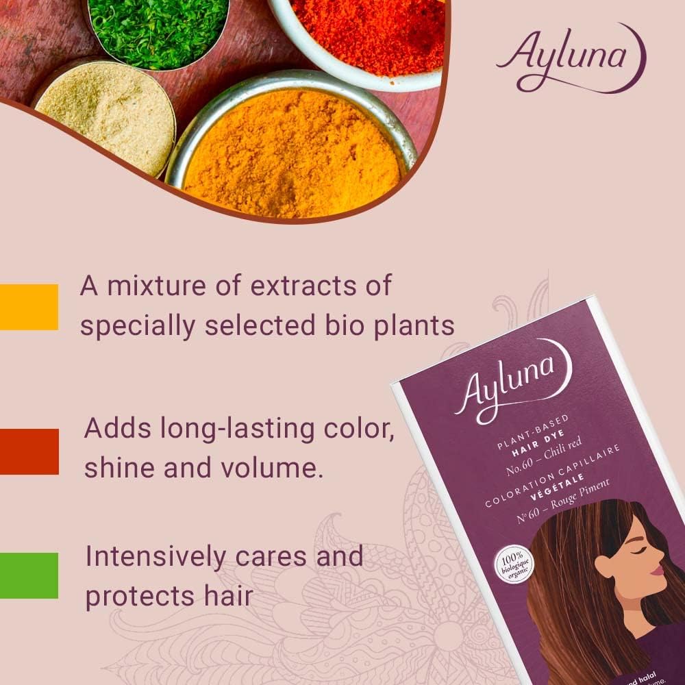 Organic Chilli Red Nº60 Plant - Based Hair Colour 100g - Ayluna - Hair Color - Eco Natural Products