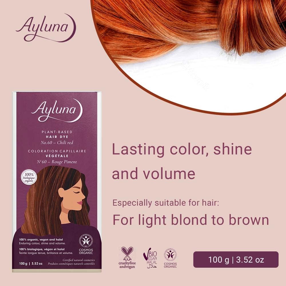Organic Chilli Red Nº60 Plant - Based Hair Colour 100g - Ayluna - Hair Color - Eco Natural Products