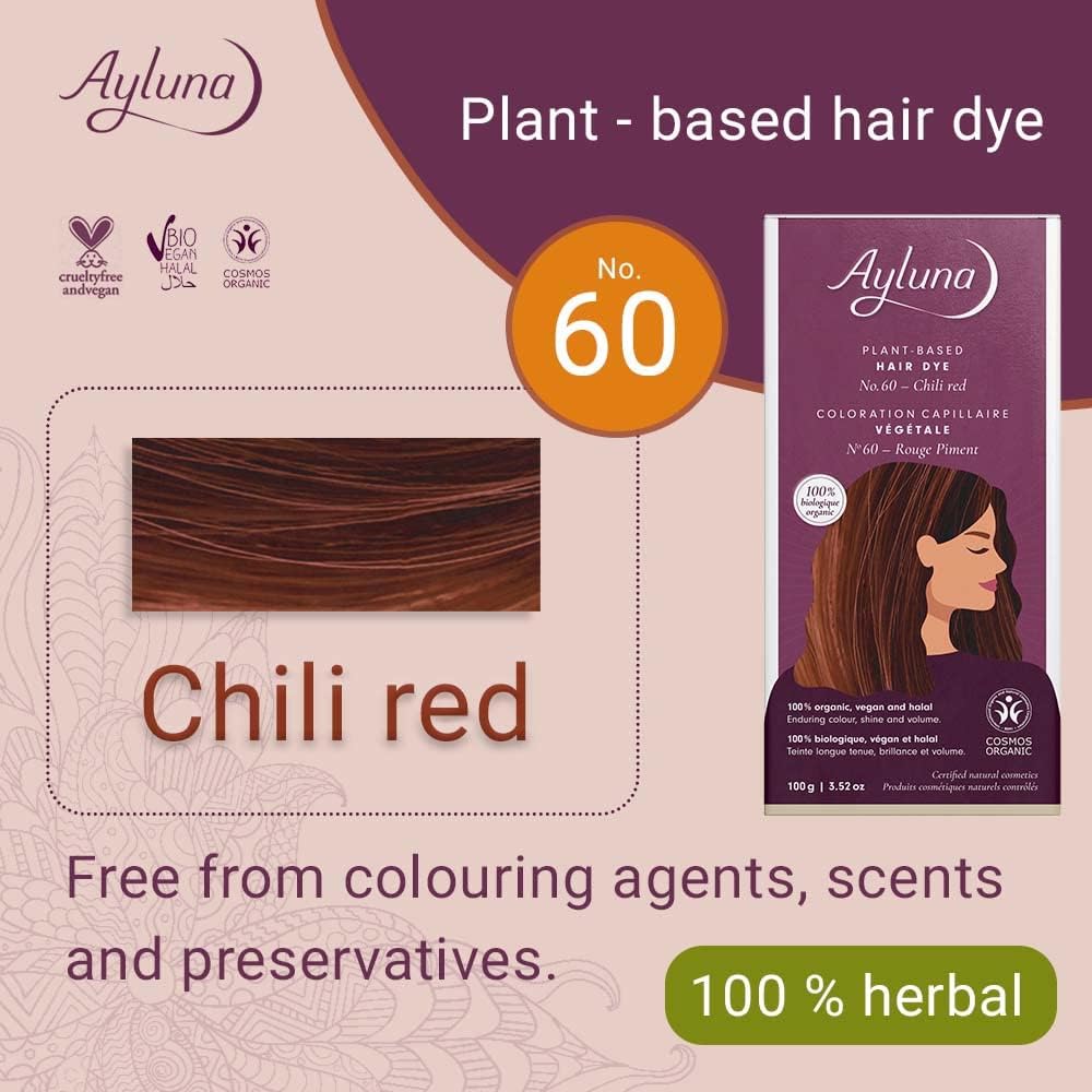 Organic Chilli Red Nº60 Plant - Based Hair Colour 100g - Ayluna - Hair Color - Eco Natural Products