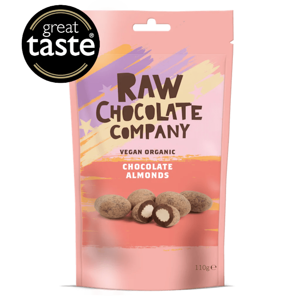 Organic Chocolate Almonds Pouch 110g [BLACK FRIDAY] - Eco Natural Products - The Raw Chocolate Company - Snack