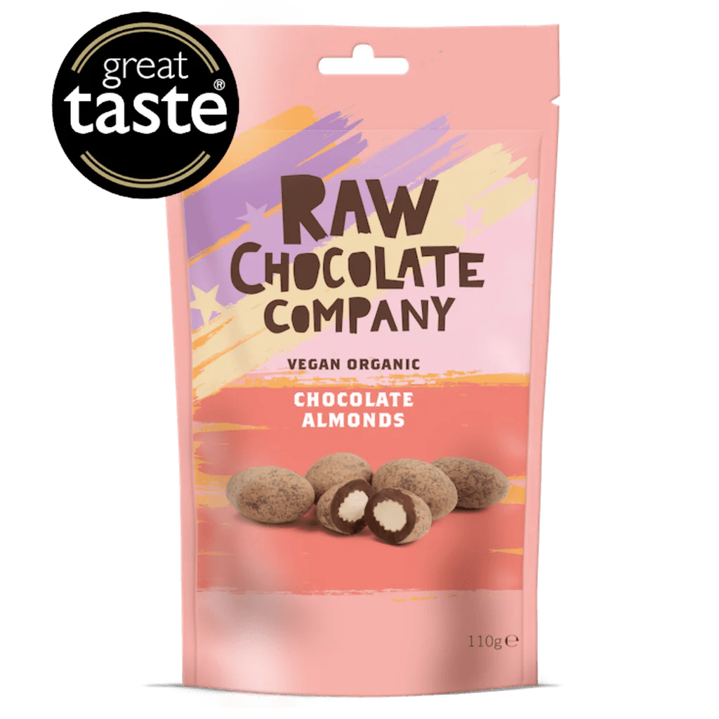 Organic Chocolate Almonds Pouch 110g - The Raw Chocolate Company - Snack - Eco Natural Products