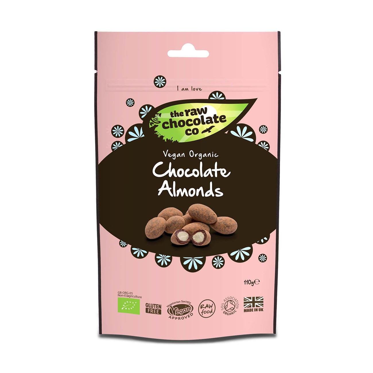 Organic Chocolate Almonds Pouch 110g - The Raw Chocolate Company - Snack - Eco Natural Products