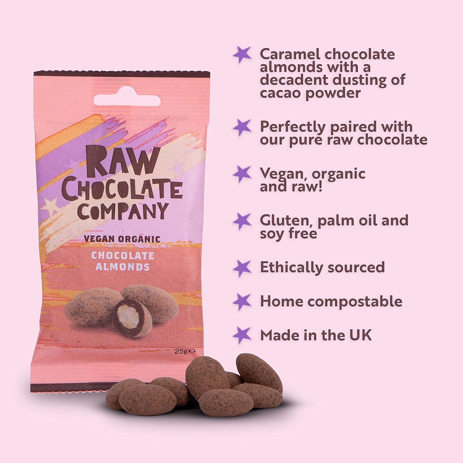 Organic Chocolate Almonds Snack 25g - The Raw Chocolate Company - Chocolate - Eco Natural Products