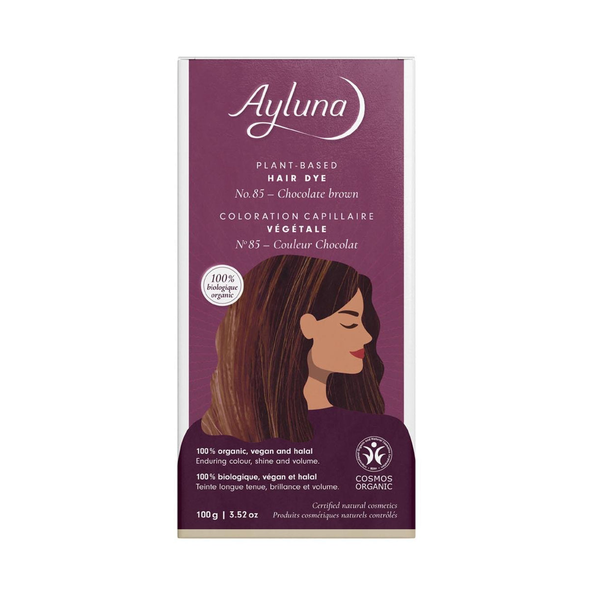 Organic Chocolate Brown No. 85 Plant - Based Hair Colour 100g - Ayluna - Hair Color - Eco Natural Products