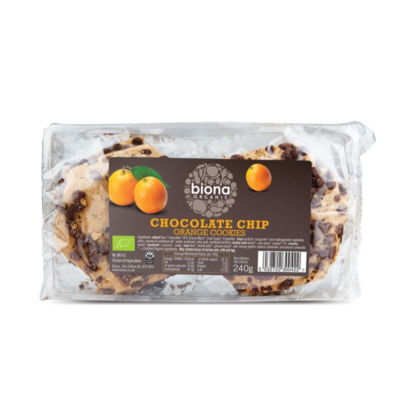 Organic Chocolate Chip & Orange Cookies 240g - Biona - Cookies - Eco Natural Products