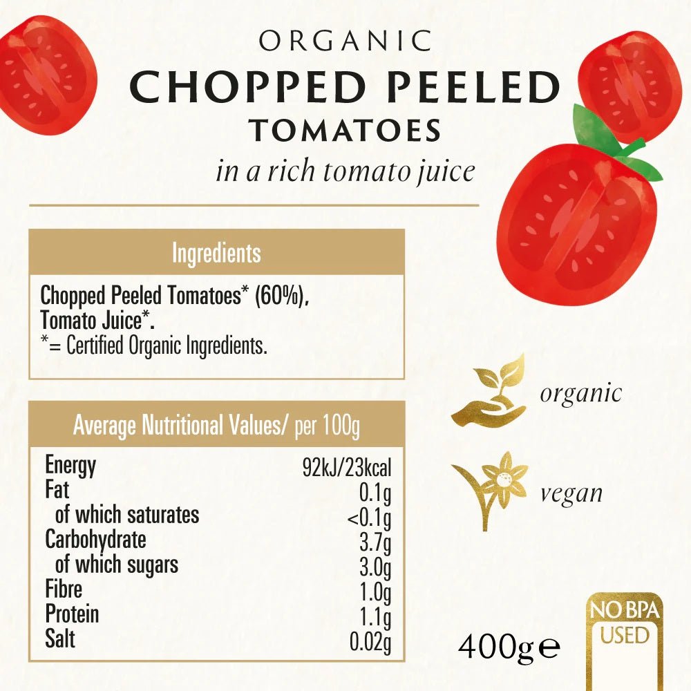 Organic Chopped Tomatoes 400g - Biona - Canned & Jarred Vegetables - Eco Natural Products
