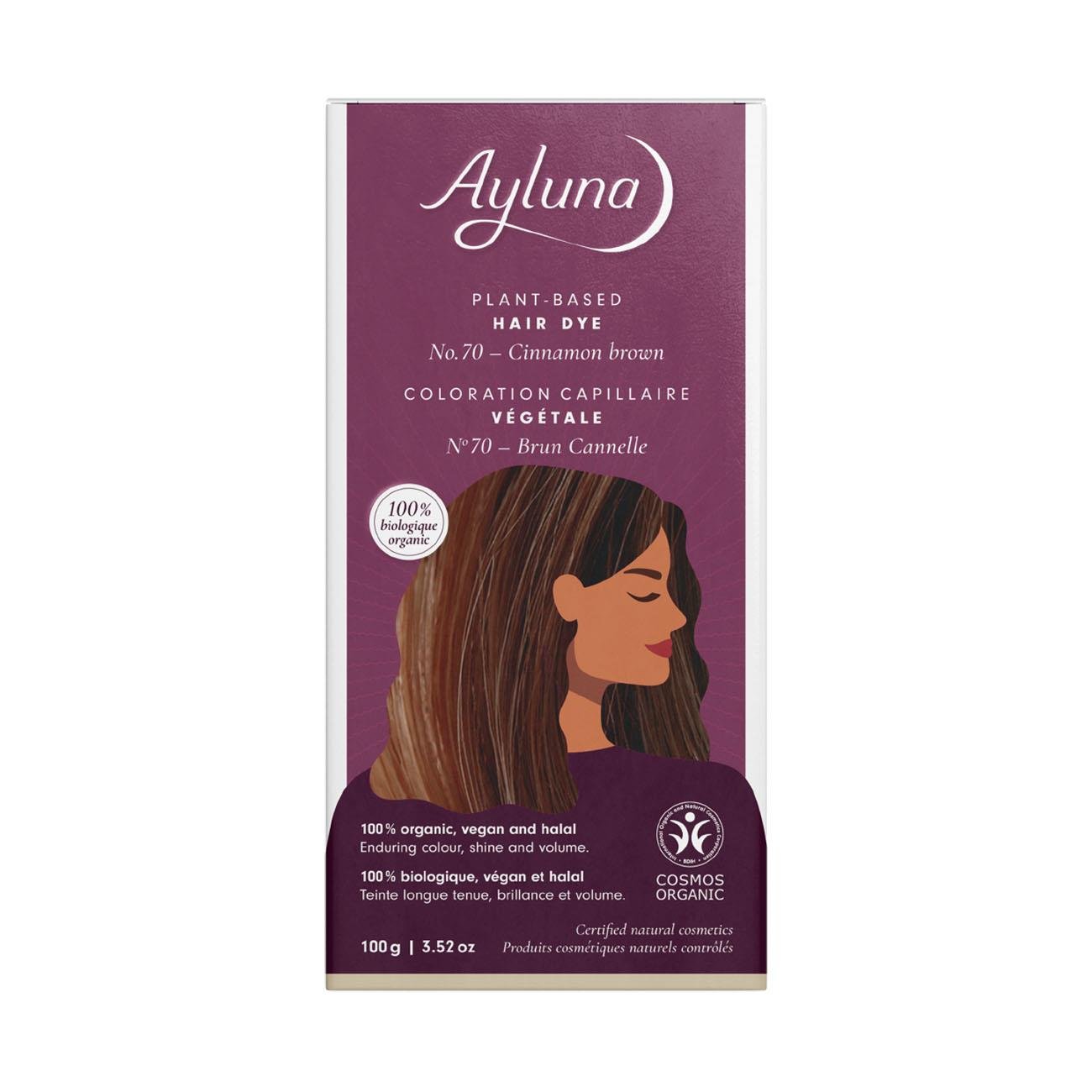 Organic Cinnamon Brown No. 70 Plant - Based Hair Colour 100g - Ayluna - Hair Color - Eco Natural Products